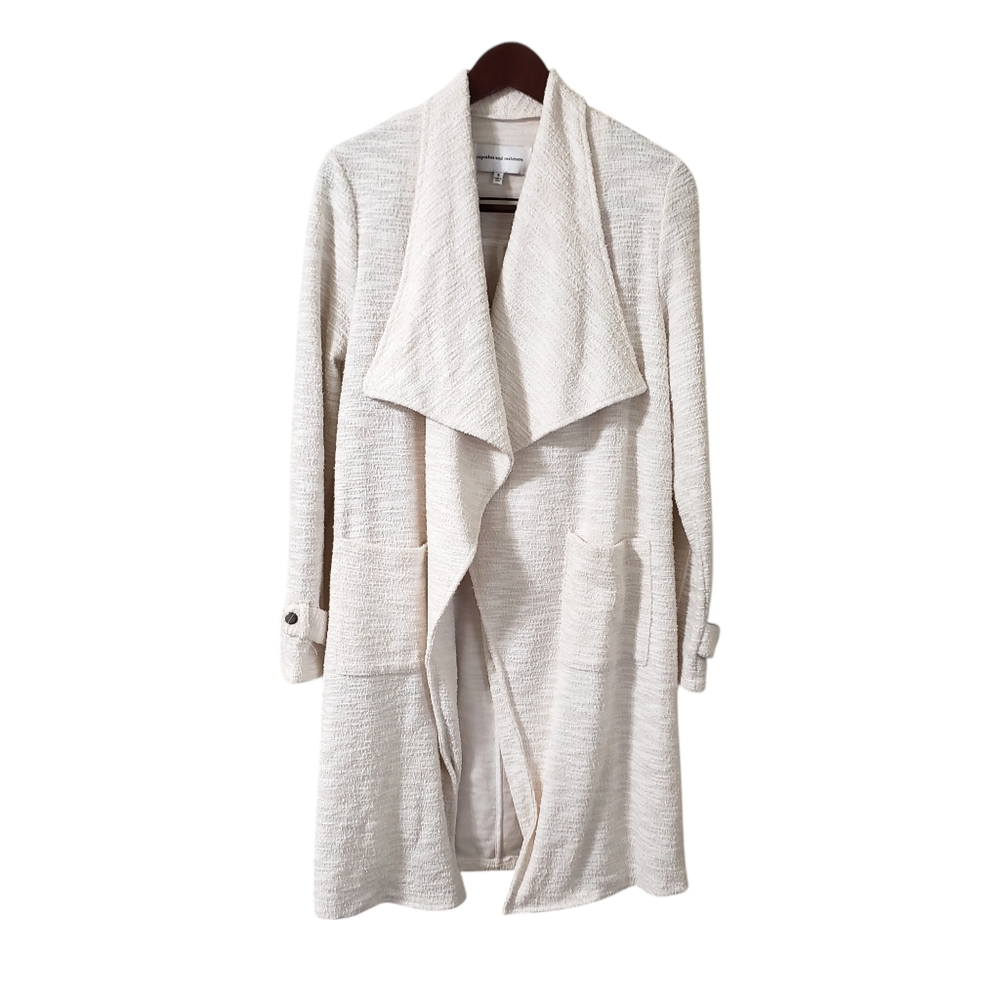 Cupcakes & Cashmere Harlem Sweater Coat Oatmeal Crepe Textured Longlined Sz Sm
